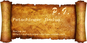 Petschinger Ibolya névjegykártya